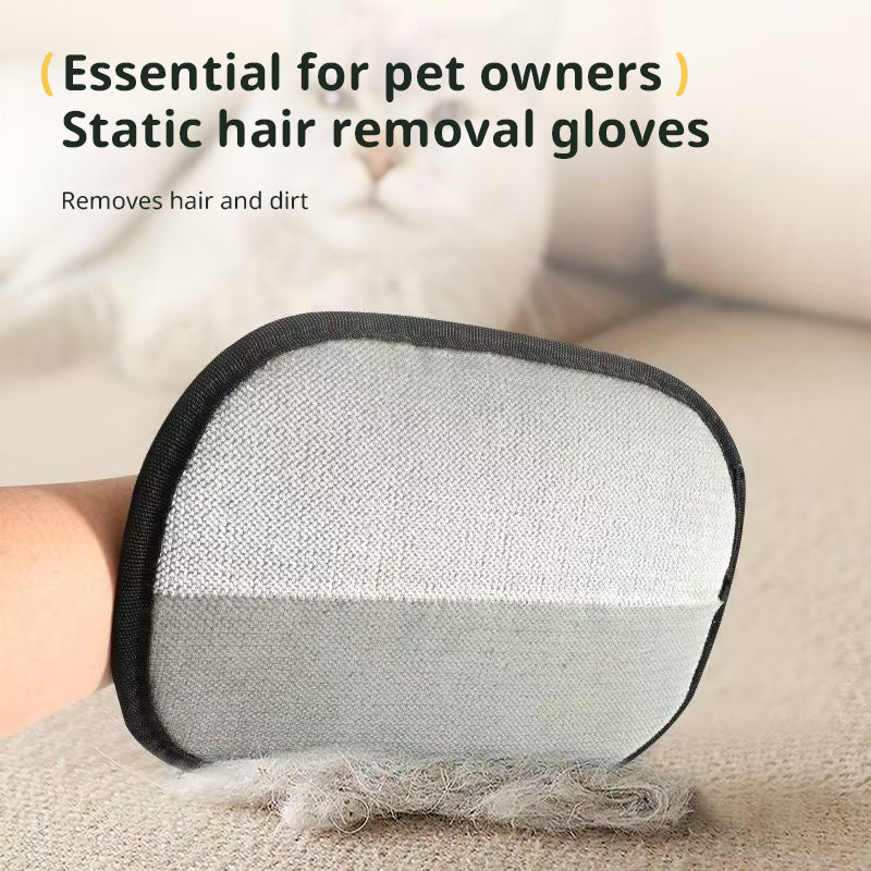 Static Pet Hair Removal Gloves - 3-in-1 Grooming