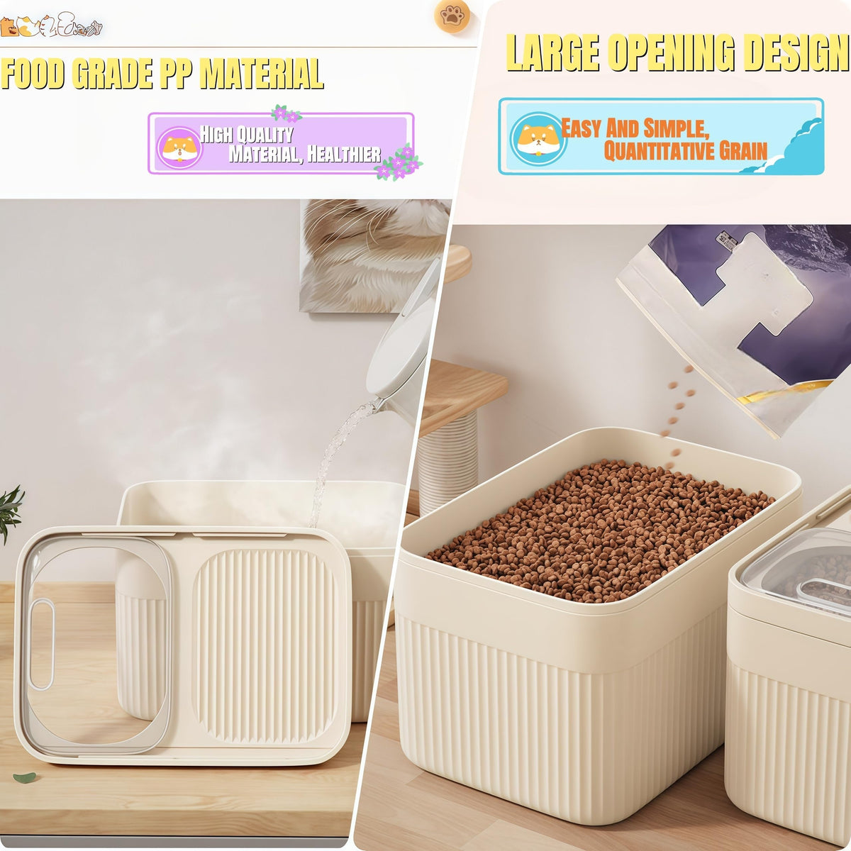 High-Capacity Pet Food Container Airtight, Dog Food Storage, Durable Design Multiple uses