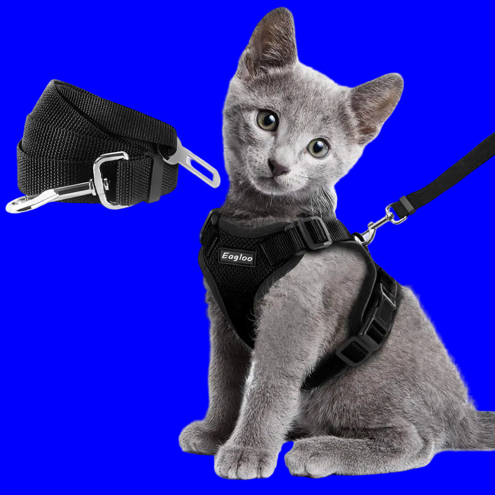 Escape Proof Cat Vest Harness and Car Seat Belt Adapter