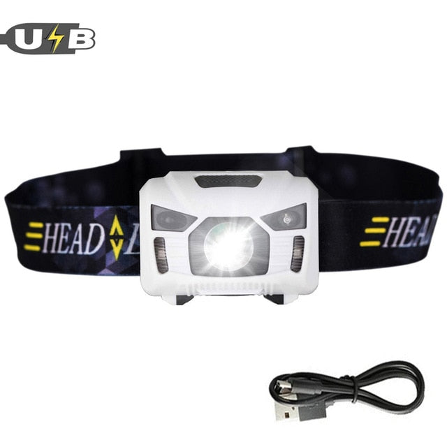 CREE 5W LED Body Motion Sensor Headlamp Mini Headlight Rechargeable