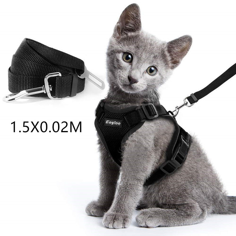 Escape Proof Cat Vest Harness and Car Seat Belt Adapter