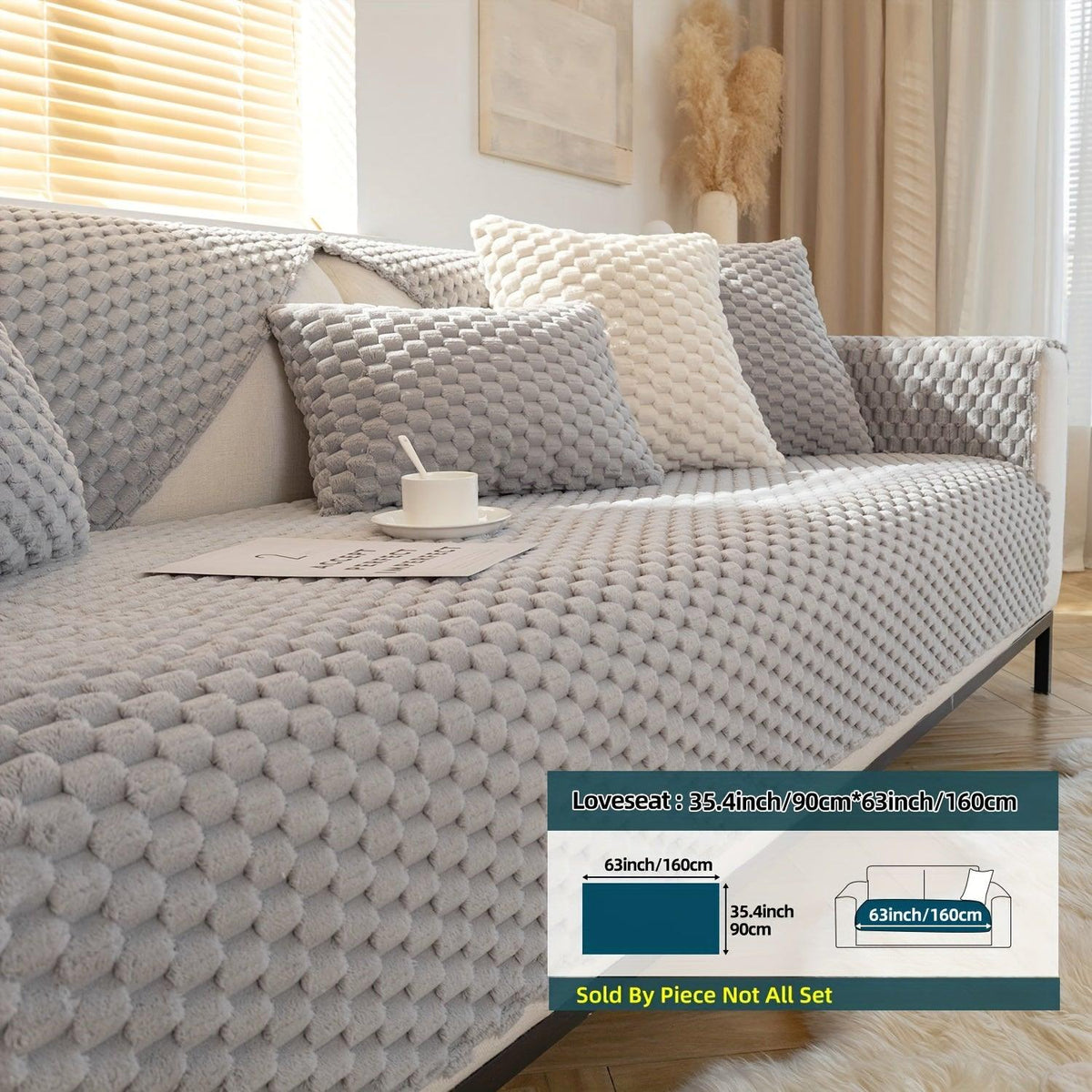Plush Nordic Sofa Slipcover | non slip couch cover for dogs