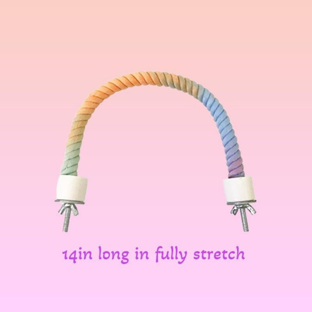 Gradient Colorful Bird Rope Perch Stand for Bird Cages