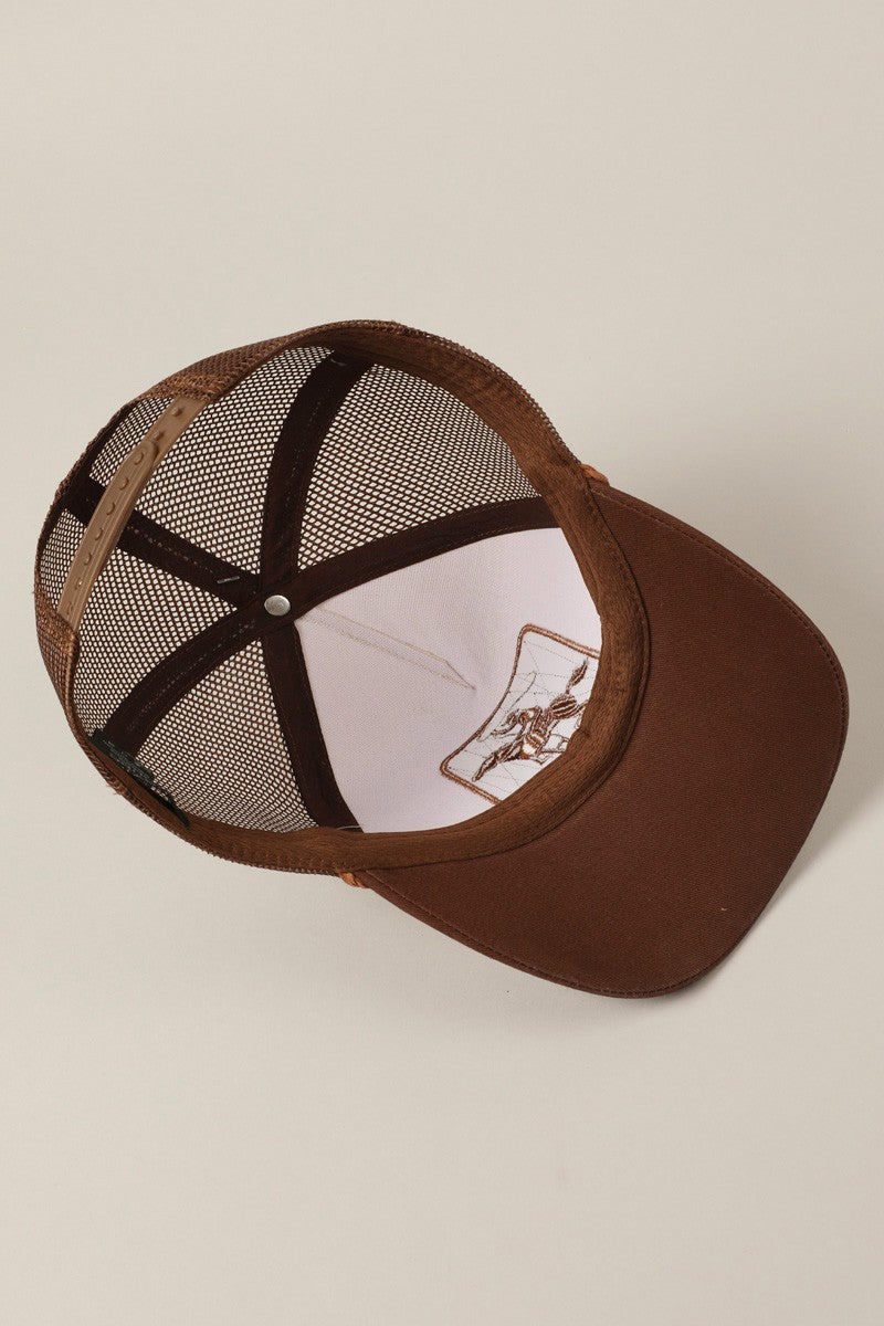 Howdy Cowboy Embroidered Hat - Neutral Brown