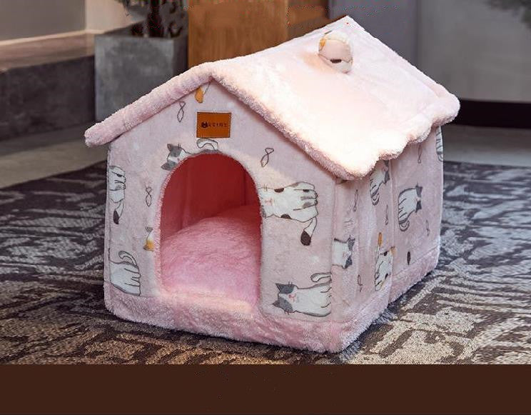 Foldable Doghouse Pet Cat Bed Winter Dog Villa