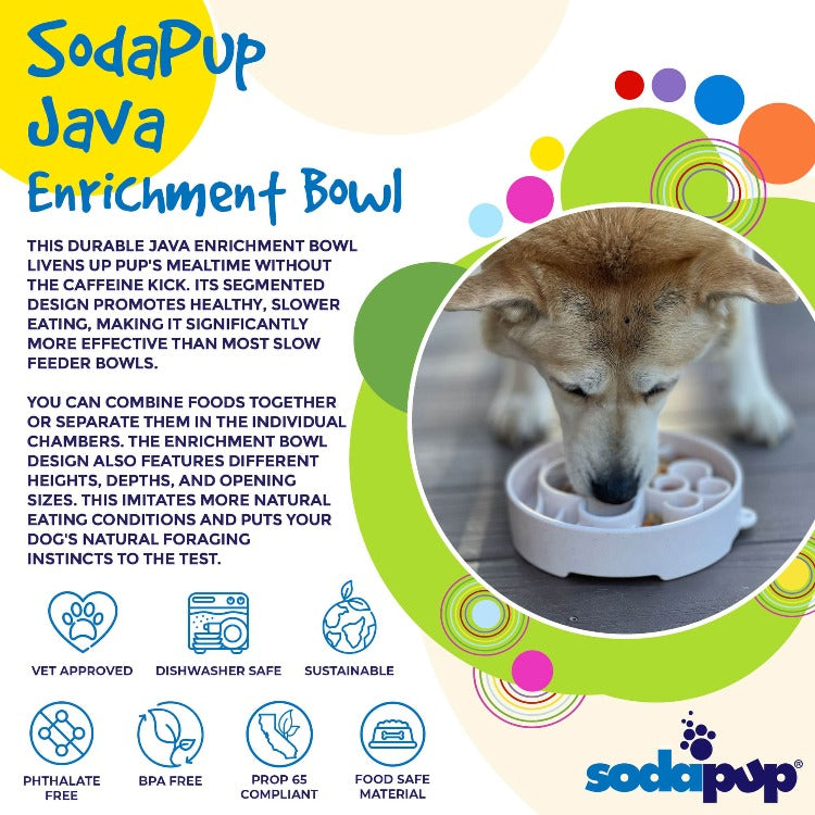 Java eBowl Deep Slow Feeder Dog Bowl for Enrichment | USA Made
