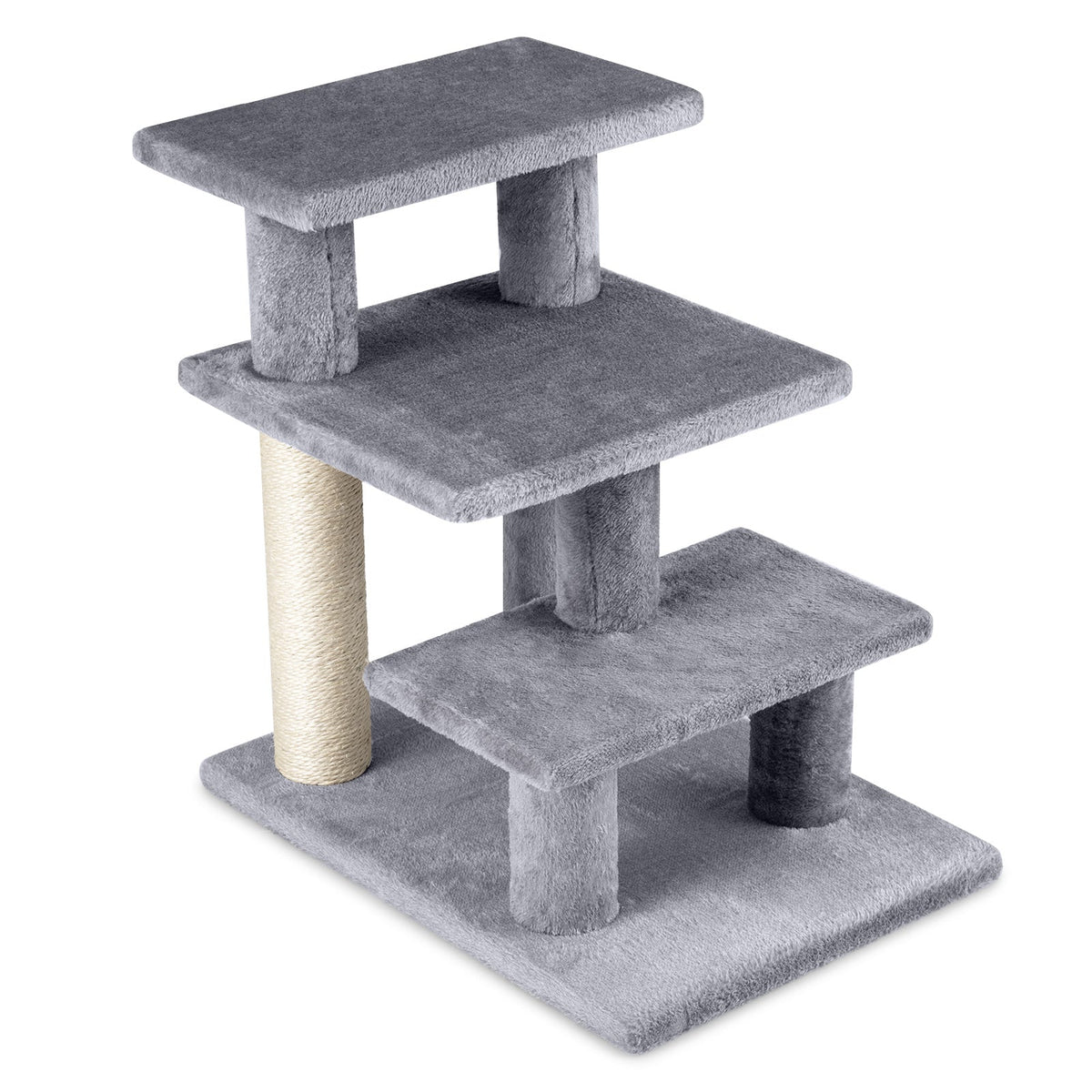 3-Tier Cat Stairs 19 Inch for High Bed Sofa-Gray