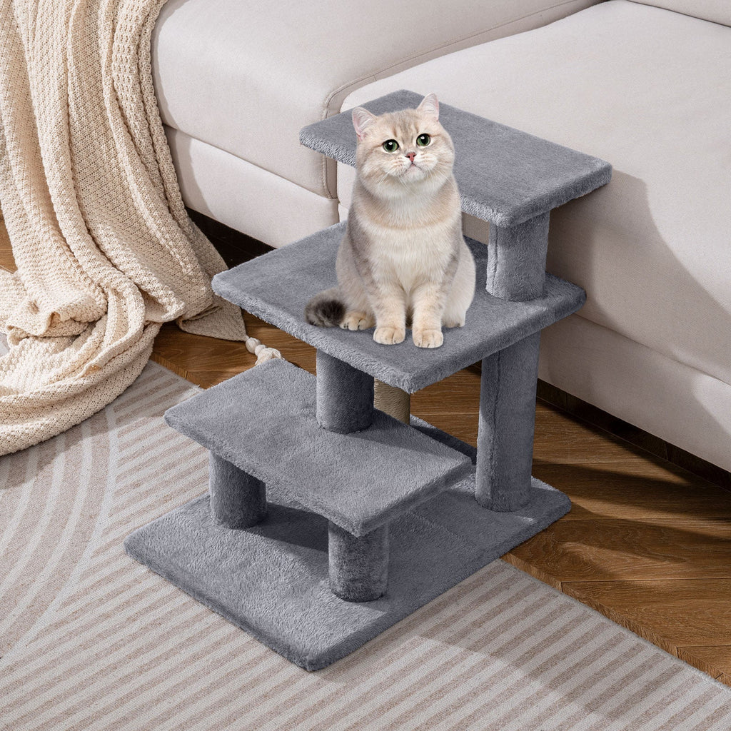 3-Tier Cat Stairs 19 Inch for High Bed Sofa-Gray
