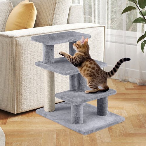3-Tier Cat Stairs 19 Inch for High Bed Sofa-Gray