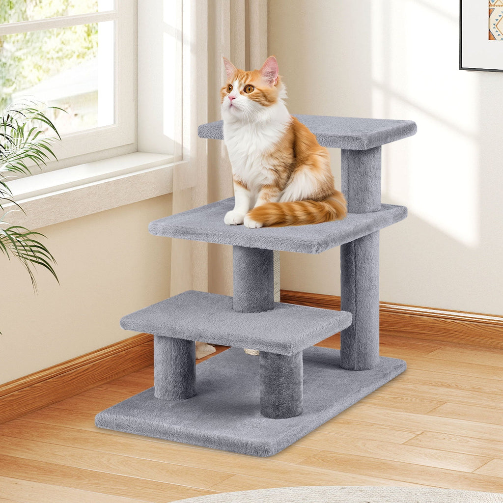 3-Tier Cat Stairs 19 Inch for High Bed Sofa-Gray