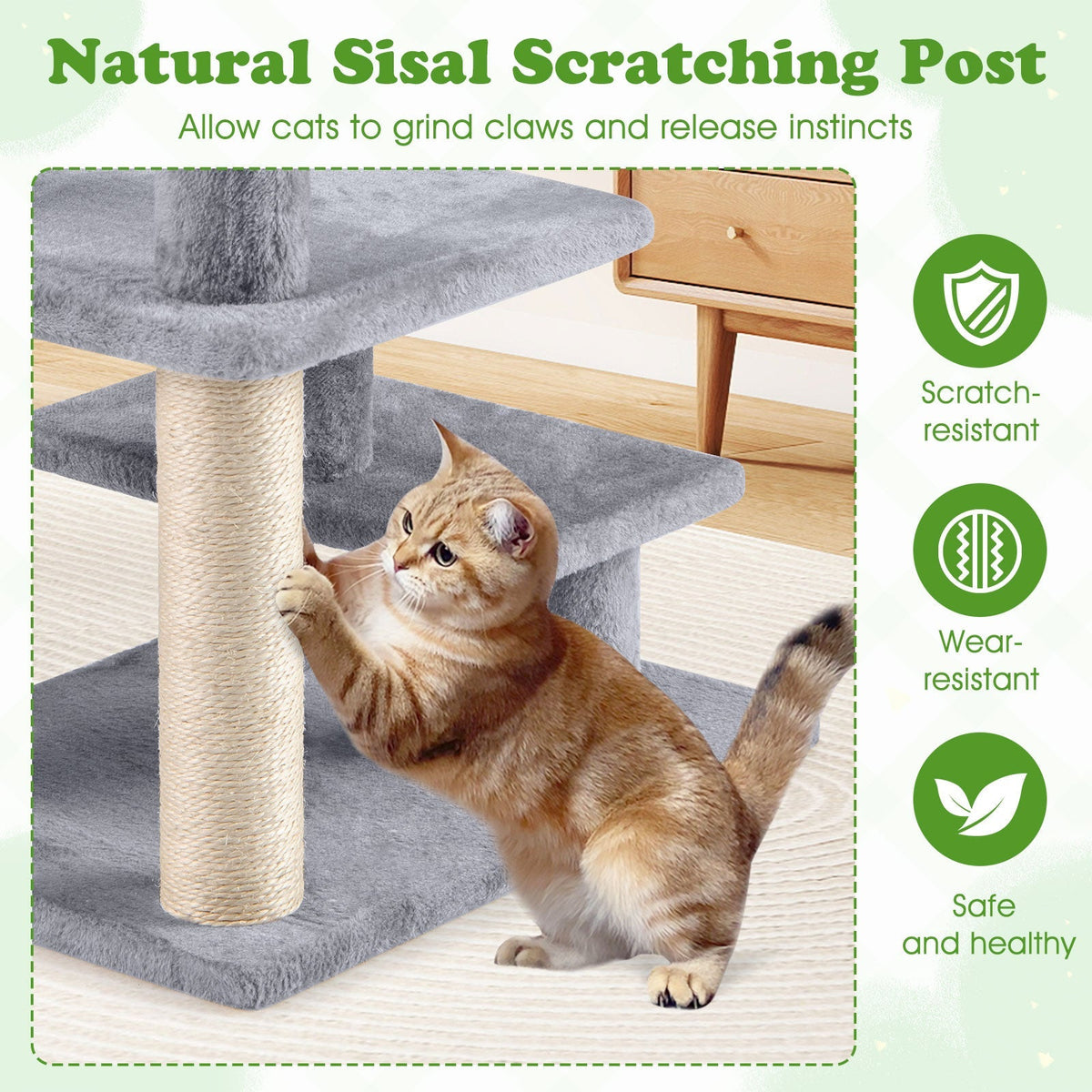 3-Tier Cat Stairs 19 Inch for High Bed Sofa-Gray