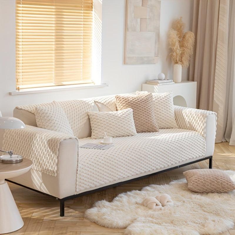 Plush Nordic Sofa Slipcover | non slip couch cover for dogs