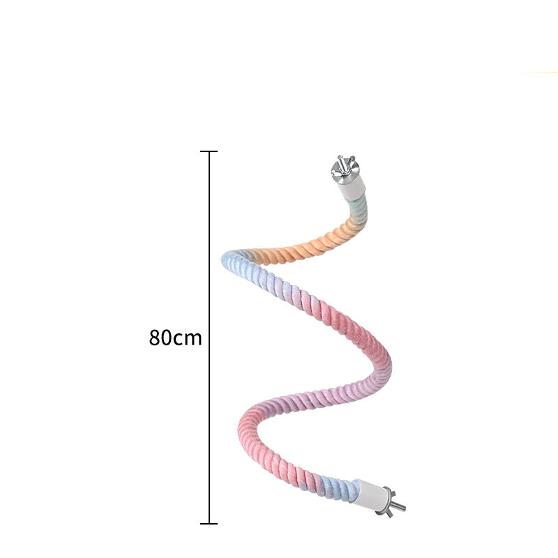 Gradient Colorful Bird Rope Perch Stand for Bird Cages
