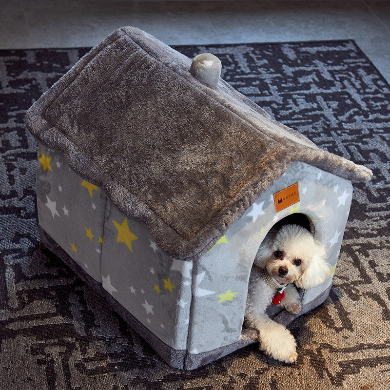 Foldable Doghouse Pet Cat Bed Winter Dog Villa