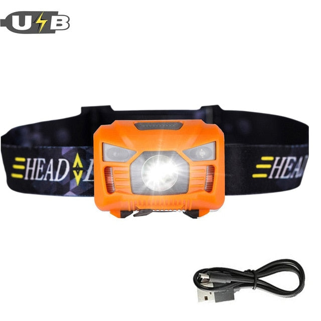 CREE 5W LED Body Motion Sensor Headlamp Mini Headlight Rechargeable