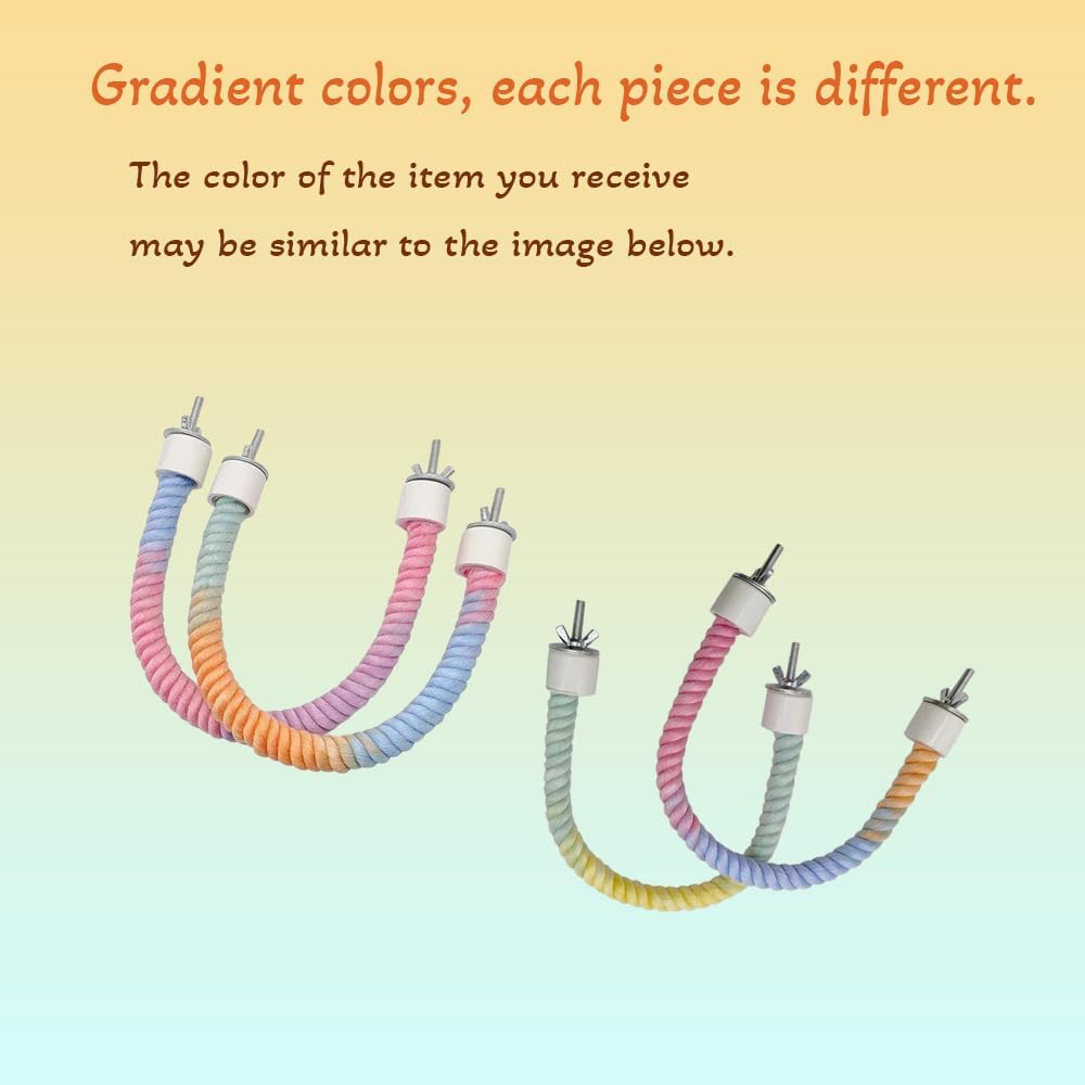Gradient Colorful Bird Rope Perch Stand for Bird Cages