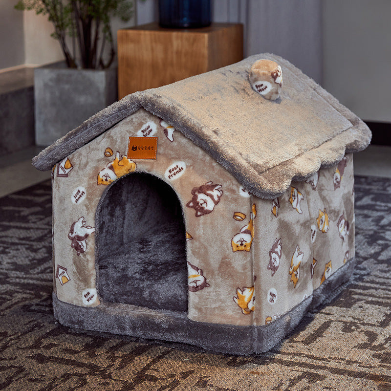 Foldable Doghouse Pet Cat Bed Winter Dog Villa