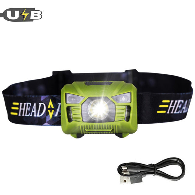 CREE 5W LED Body Motion Sensor Headlamp Mini Headlight Rechargeable
