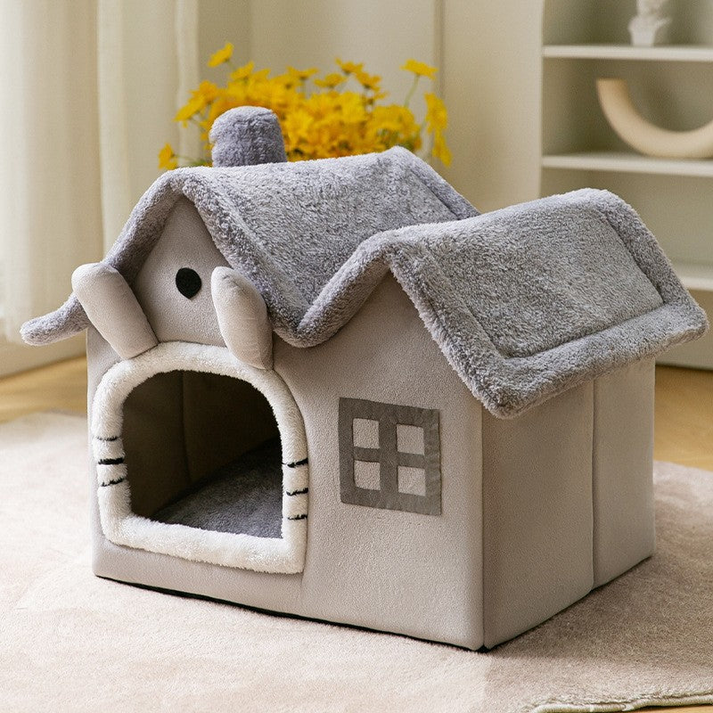 Foldable Doghouse Pet Cat Bed Winter Dog Villa