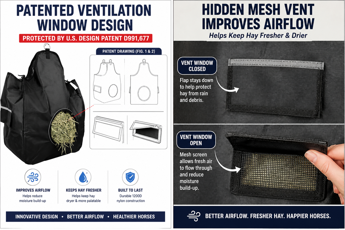Patented Ventilated Horse Hay Bag
