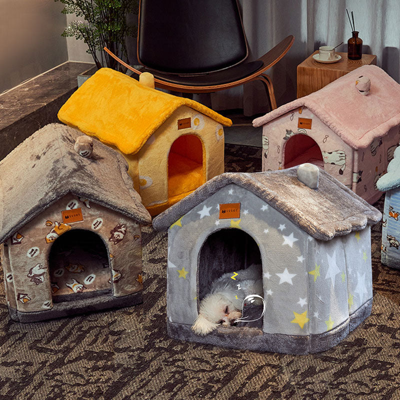 Foldable Doghouse Pet Cat Bed Winter Dog Villa