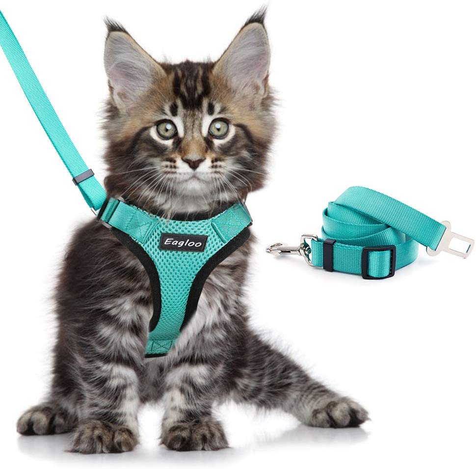 Escape Proof Cat Vest Harness and Car Seat Belt Adapter