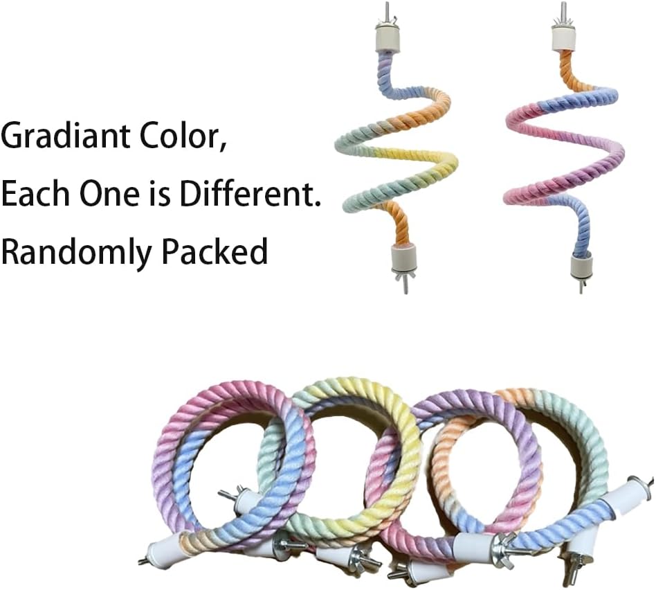 Gradient Colorful Bird Rope Perch Stand for Bird Cages