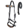 Tahoe Bitless Leather Horse Bridle - Turquoise Navajo Beaded