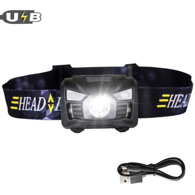 CREE 5W LED Body Motion Sensor Headlamp Mini Headlight Rechargeable