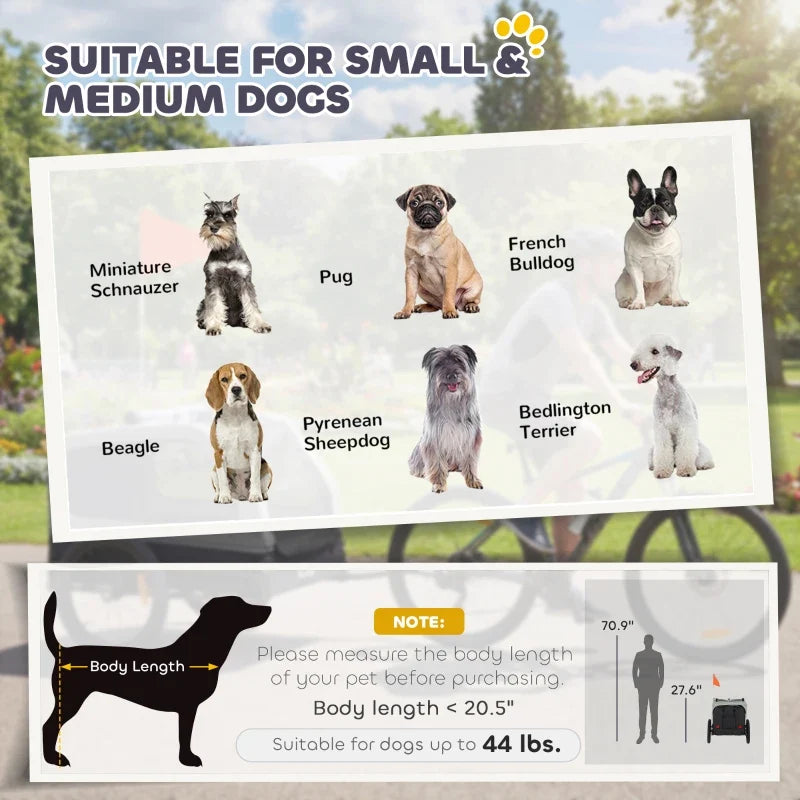 Dog Bike Trailer for Small & Medium Dogs, Universal Bicycle Coupler