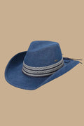 C.C Women's Denim Cowboy Hat With Geometric Trim Bands