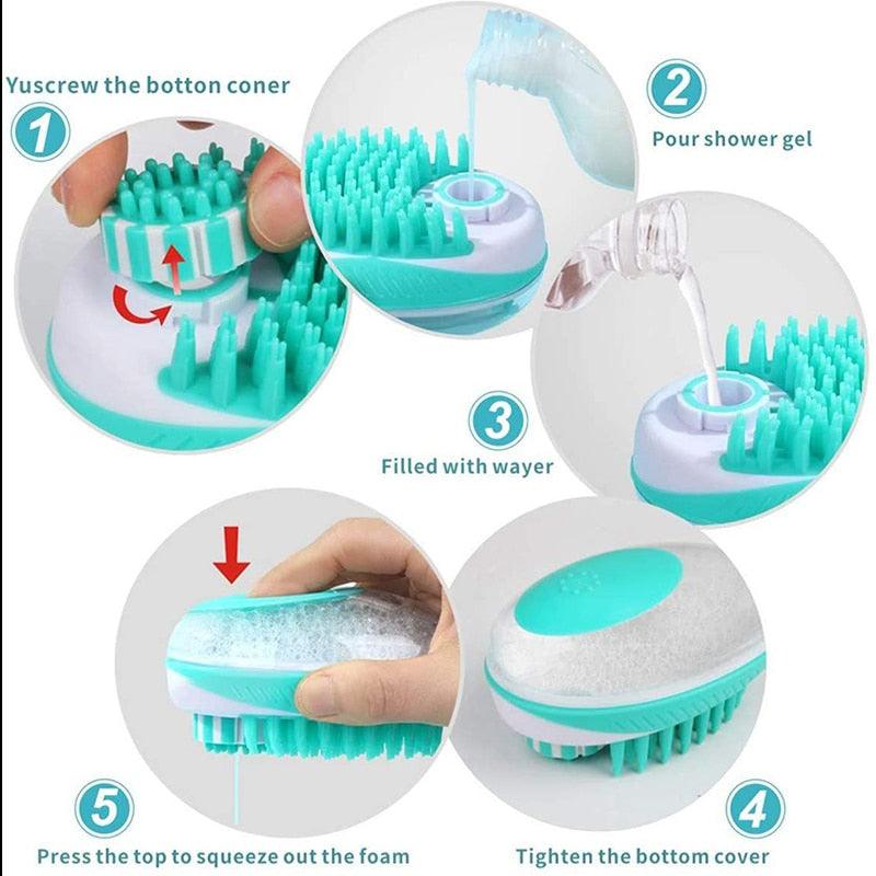 Pet Dog Cat Bath Brush 2-in-1 Pet  Massage