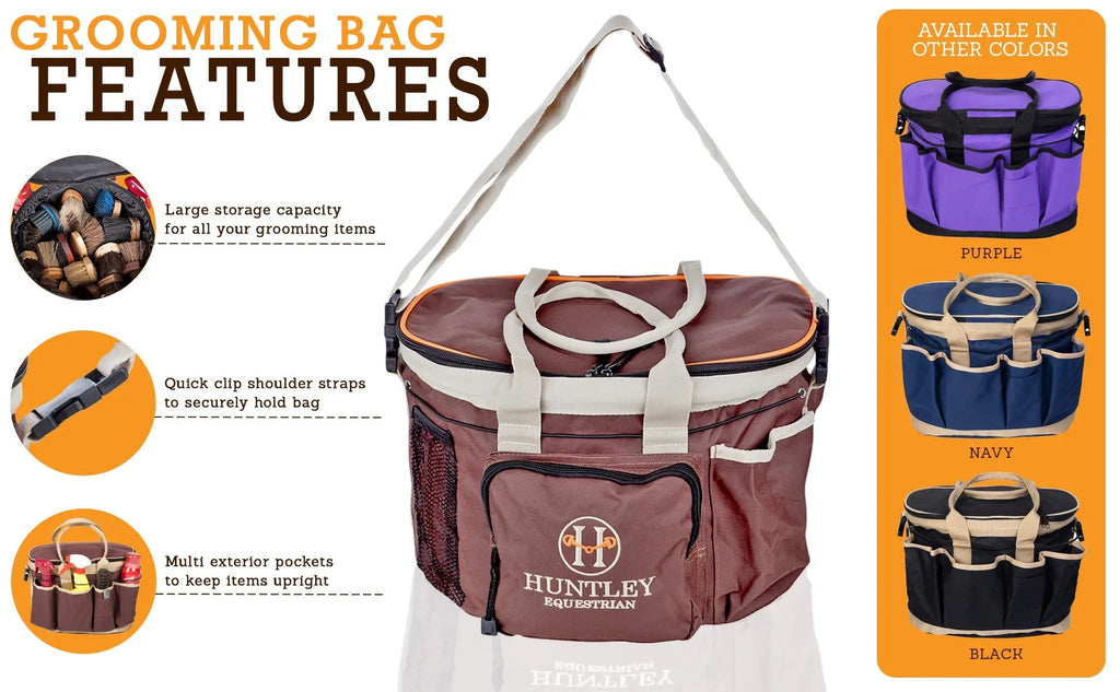 Huntley Equestrian Deluxe Grooming Bag, Brown
