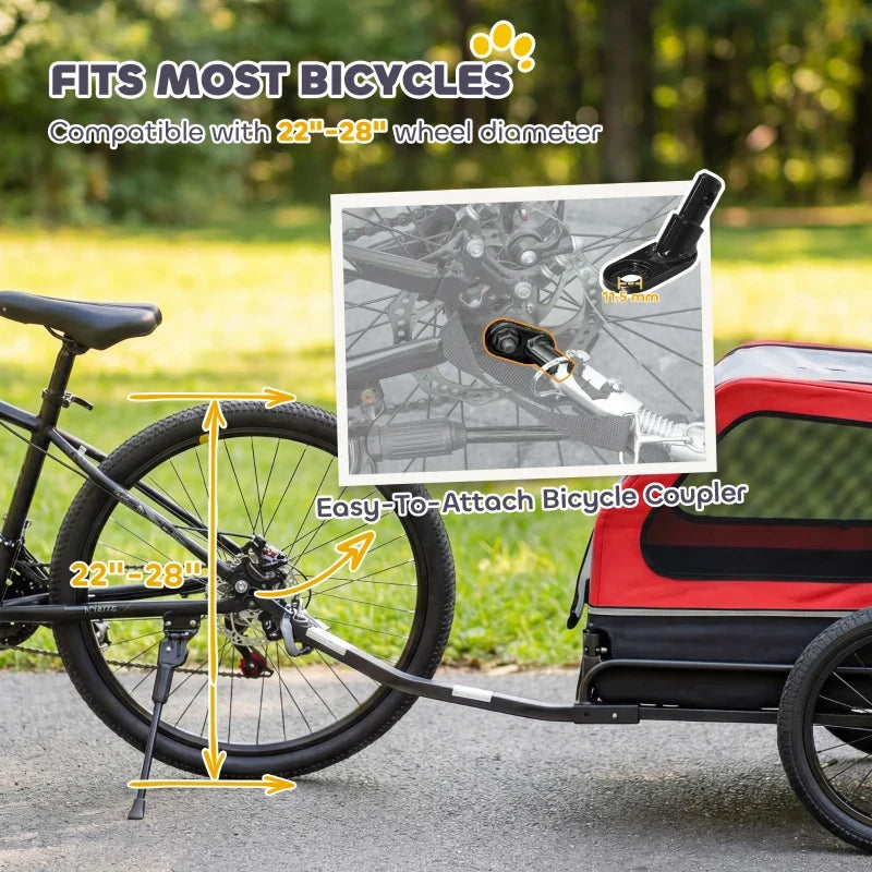 Dog Bike Trailer for Small & Medium Dogs, Universal Bicycle Coupler