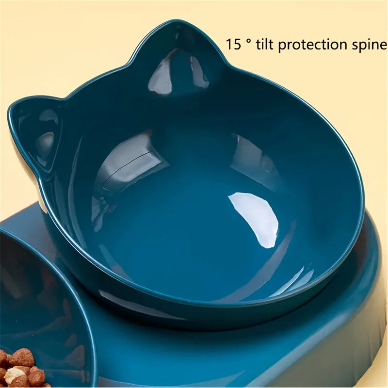 Three In One Cat Feeding Station, Durable Plastic Food and Water Bowls
