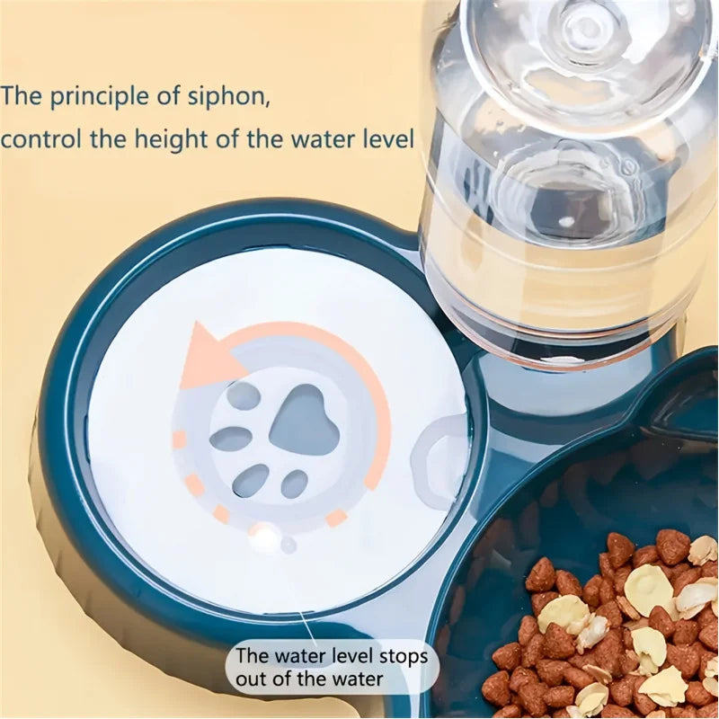 Three In One Cat Feeding Station, Durable Plastic Food and Water Bowls