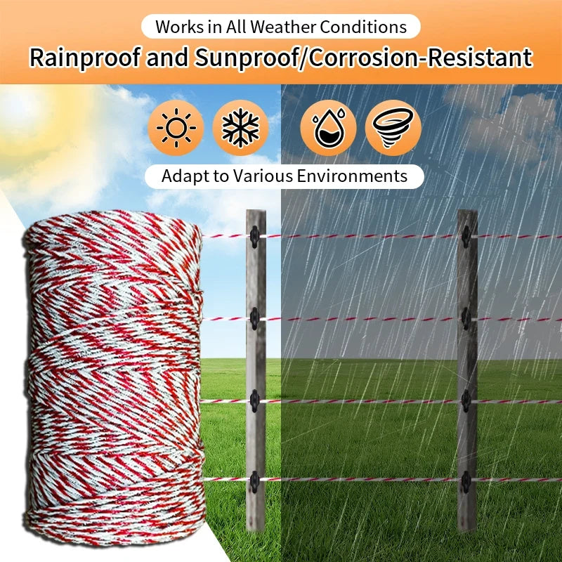 200M Heavy Duty Electric Fence Polywire, High Conductivity Steel Wire Rope