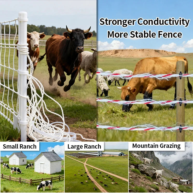 200M Heavy Duty Electric Fence Polywire, High Conductivity Steel Wire Rope