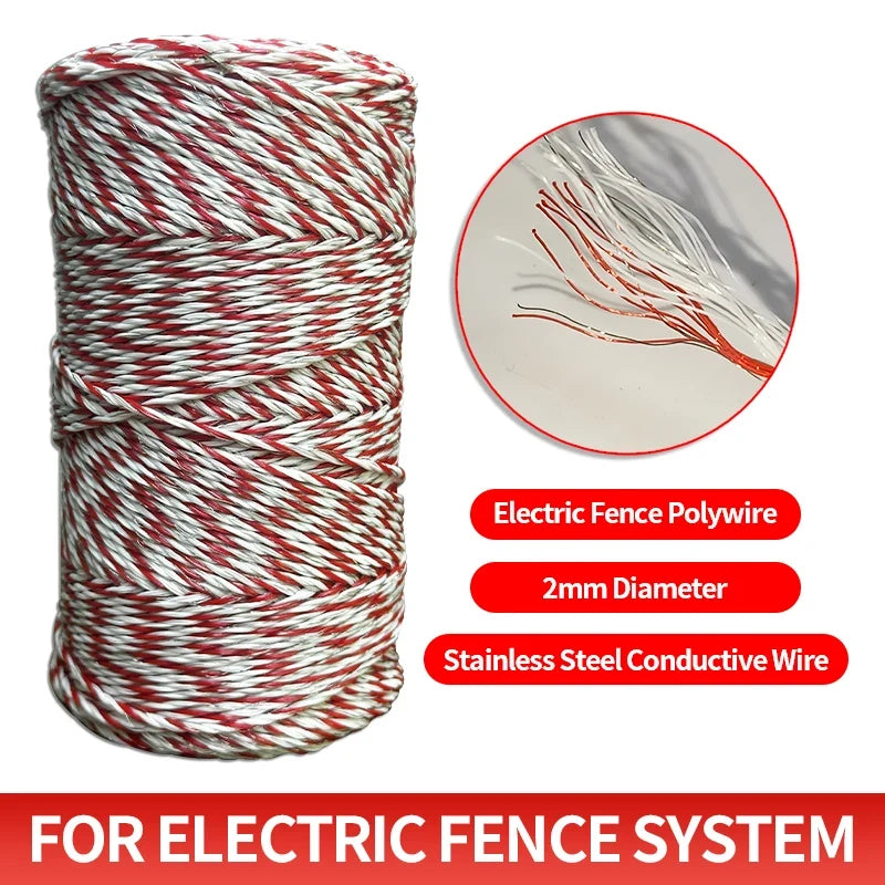 200M Heavy Duty Electric Fence Polywire, High Conductivity Steel Wire Rope