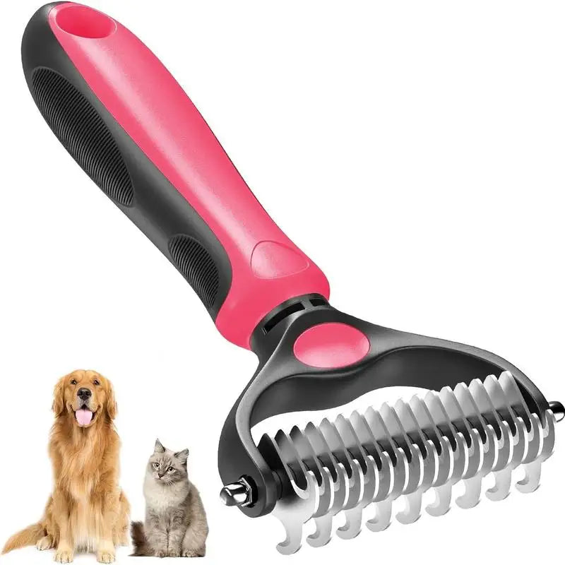 2in1 Stainless Pet Deshedding Brush Dog Hair Remover Pet Fur Knot Cutter