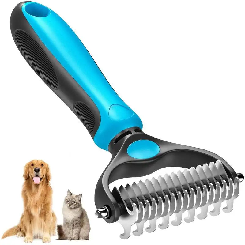2in1 Stainless Pet Deshedding Brush Dog Hair Remover Pet Fur Knot Cutter