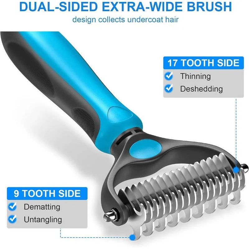 2in1 Stainless Pet Deshedding Brush Dog Hair Remover Pet Fur Knot Cutter
