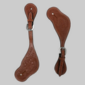 Tahoe Hand tooled Leather Western Spur Straps with Flower Design Unisex Pair