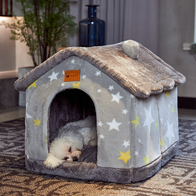 Foldable Doghouse Pet Cat Bed Winter Dog Villa