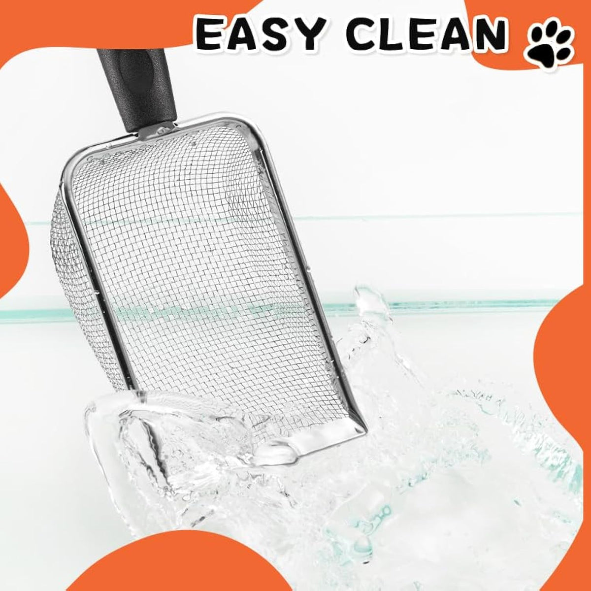Cat Litter Scoop Stainless Steel Mesh Litter Shovel