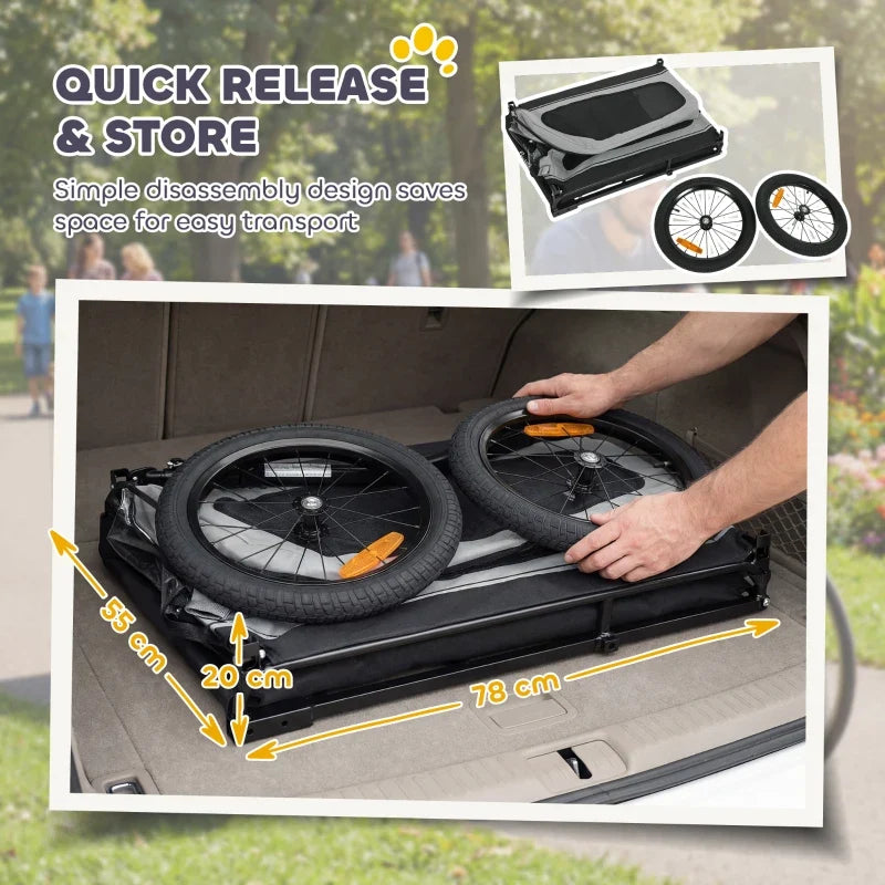 Dog Bike Trailer for Small & Medium Dogs, Universal Bicycle Coupler