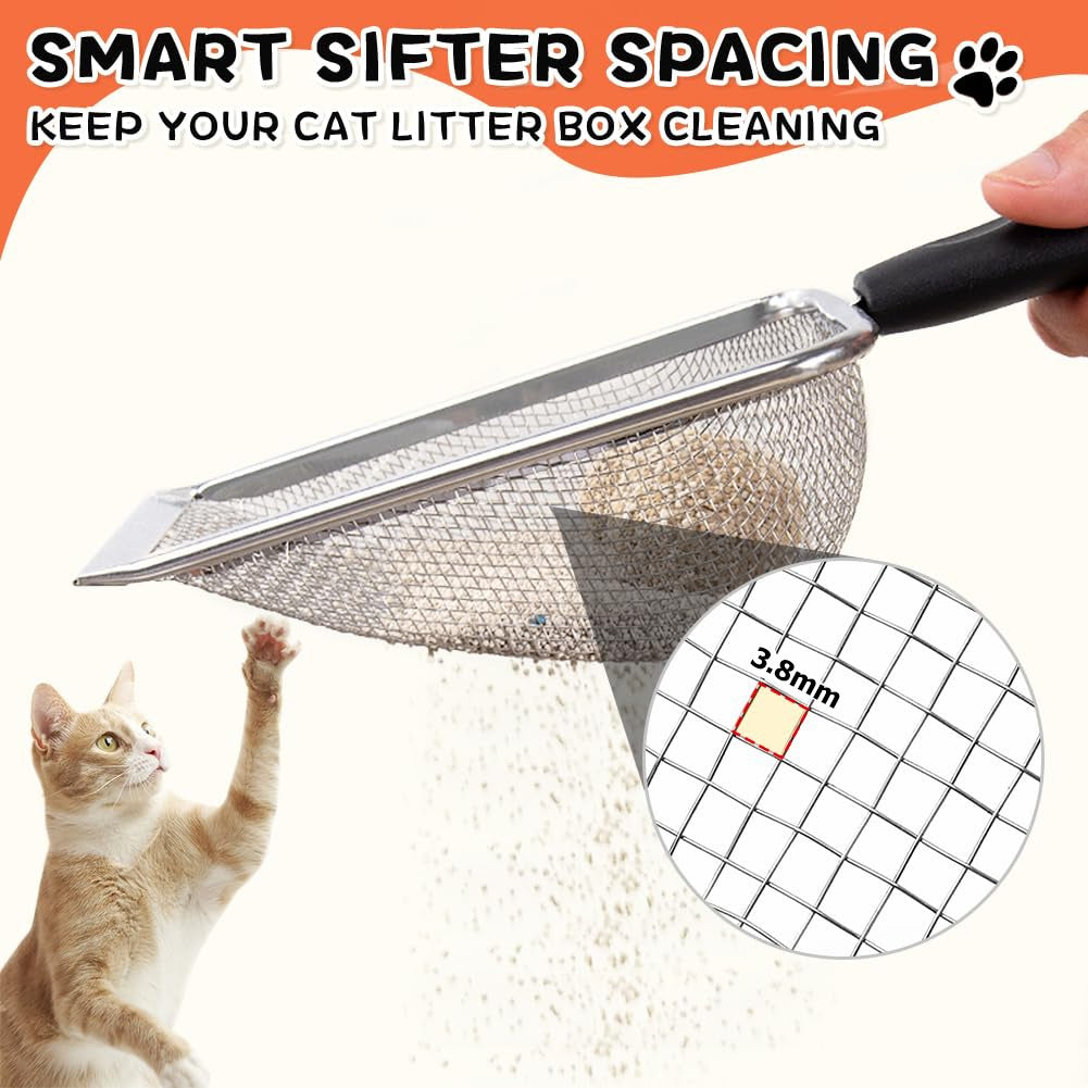 Cat Litter Scoop Stainless Steel Mesh Litter Shovel