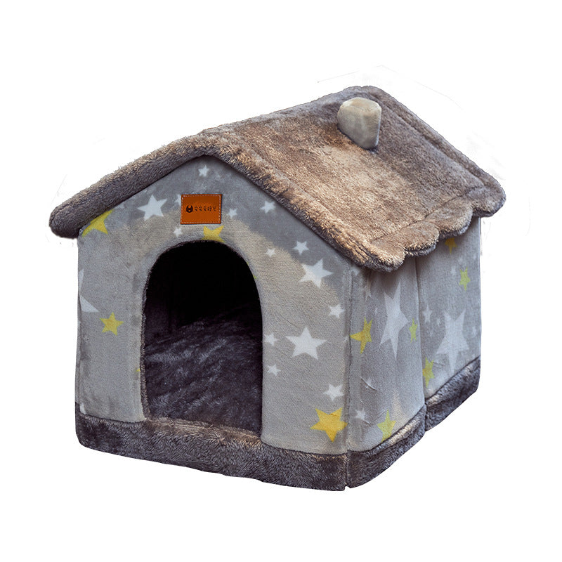 Foldable Doghouse Pet Cat Bed Winter Dog Villa