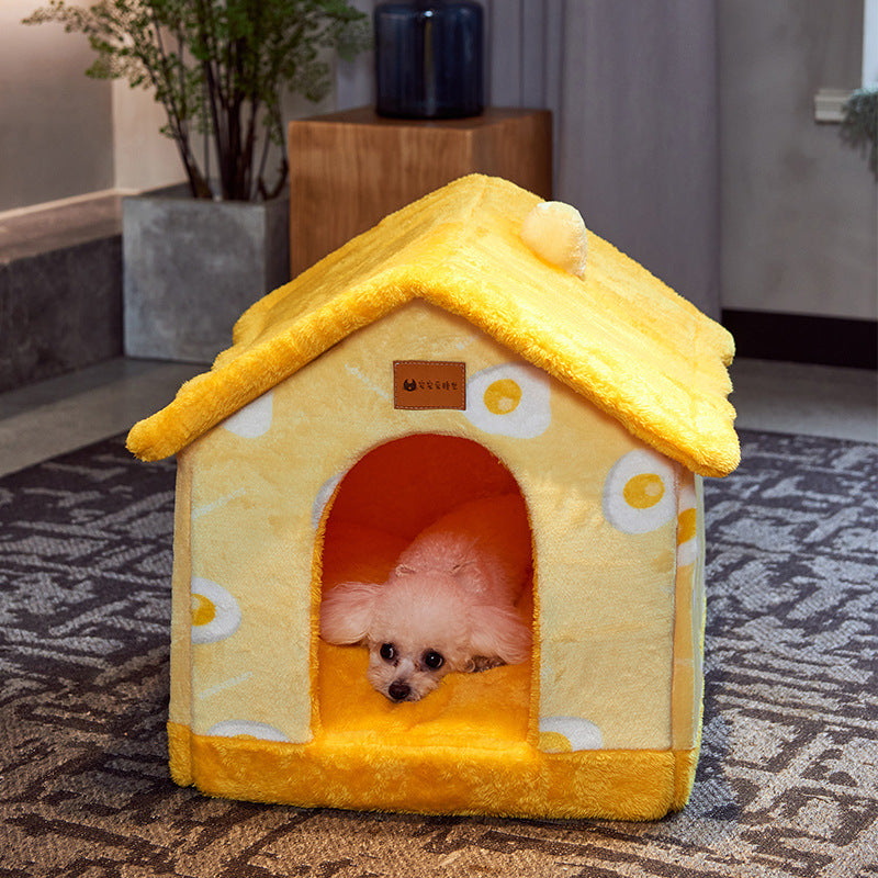 Foldable Doghouse Pet Cat Bed Winter Dog Villa