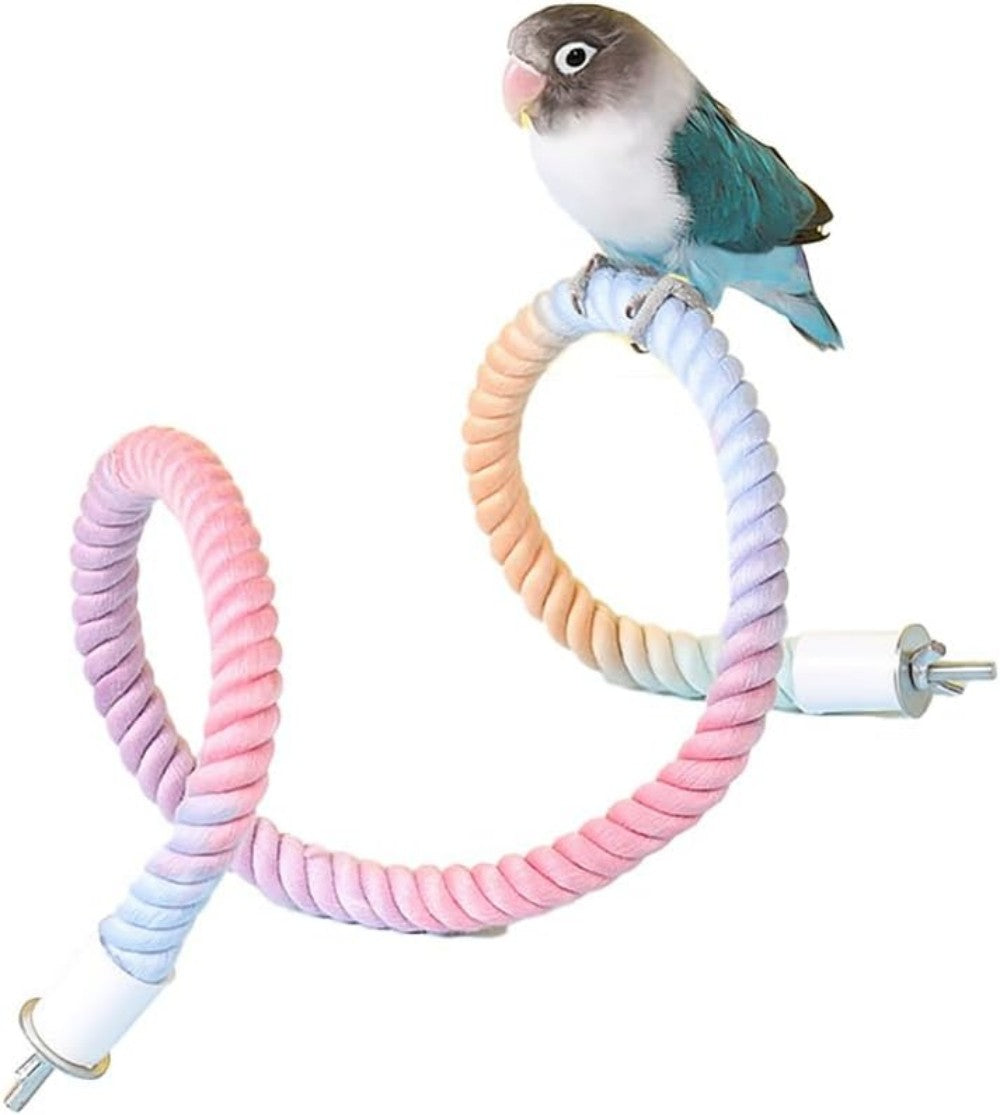 Gradient Colorful Bird Rope Perch Stand for Bird Cages